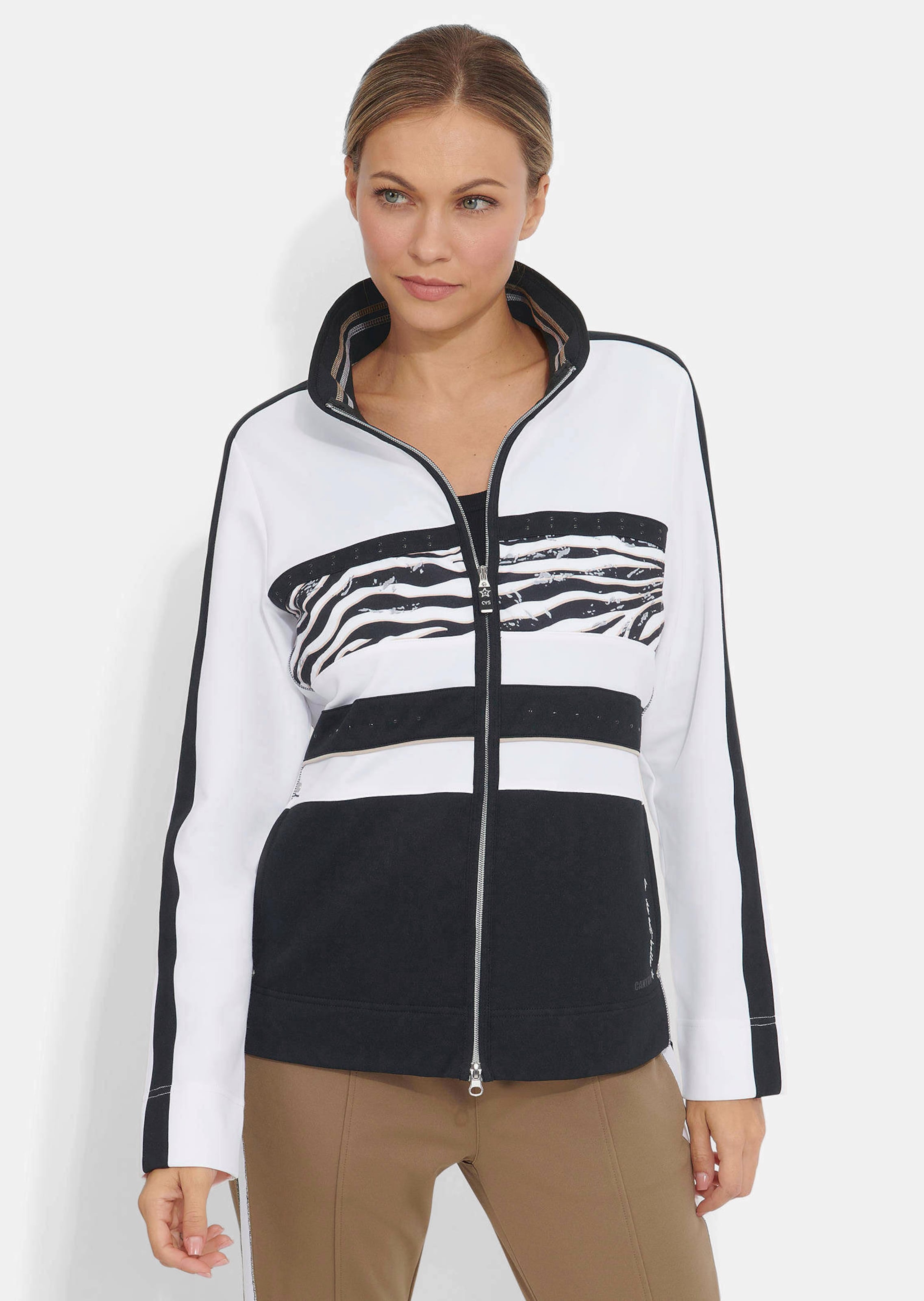 Kontraststarke Freizeitjacke mit Stehkragen