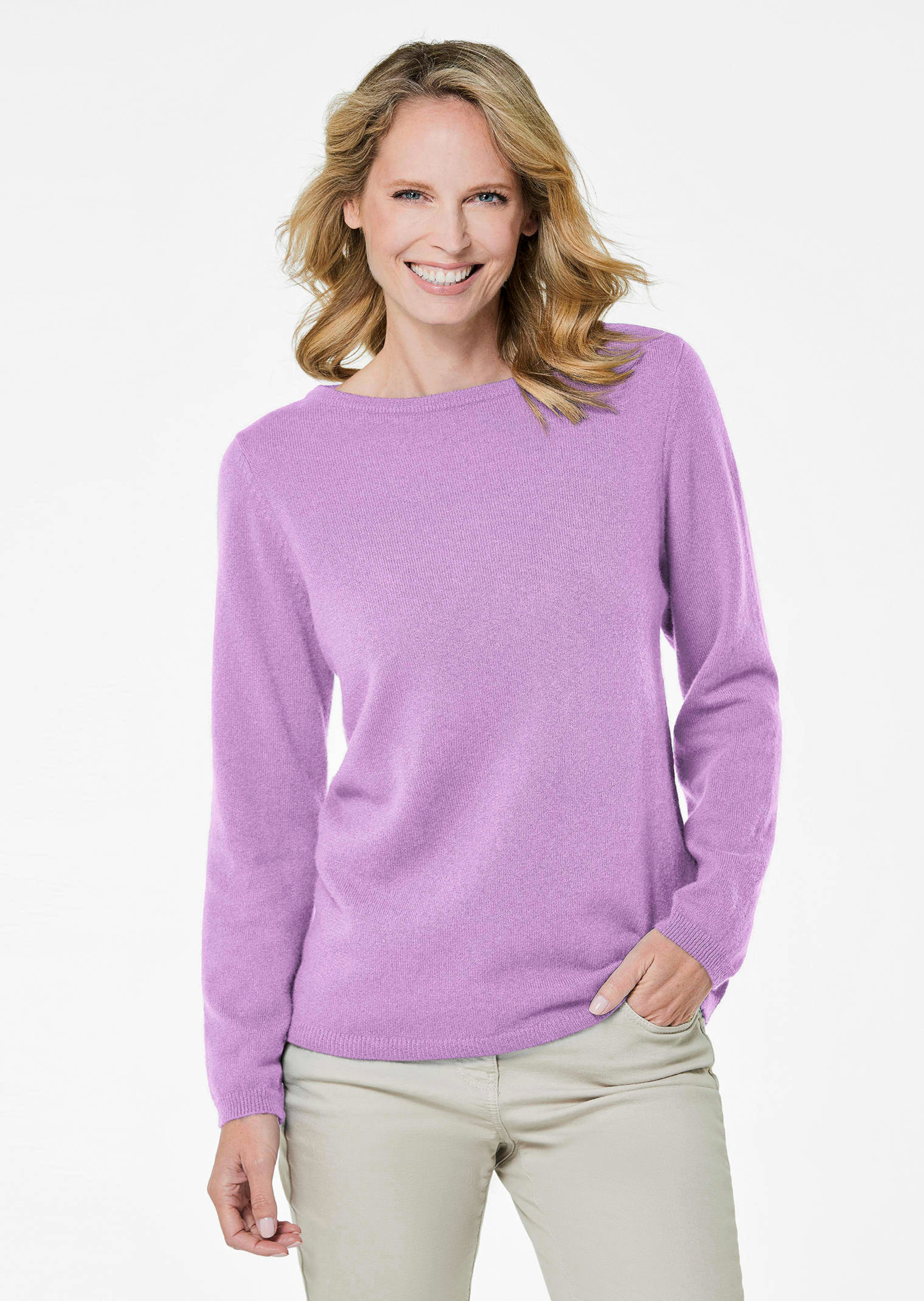 Pullover van kasjmier met boothals