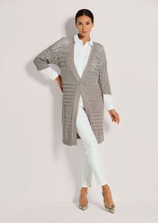 Lange Strickjacke mit Ajour-Muster thumbnail 3