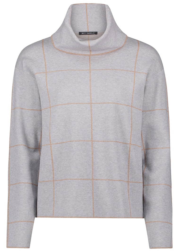 Rollkragenpullover mit Karomuster