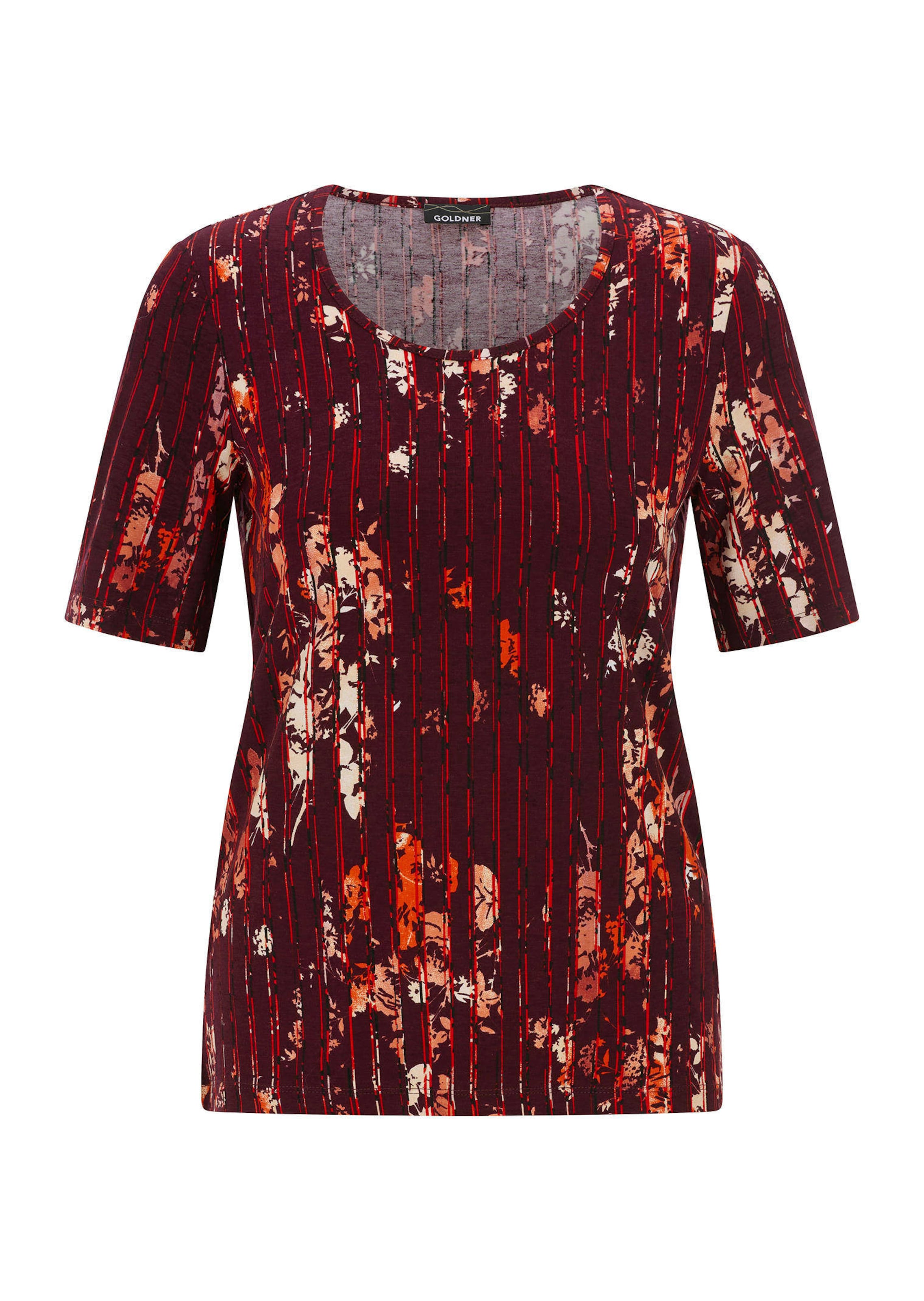 Shirt van viscose met bloemen en verticale strepen