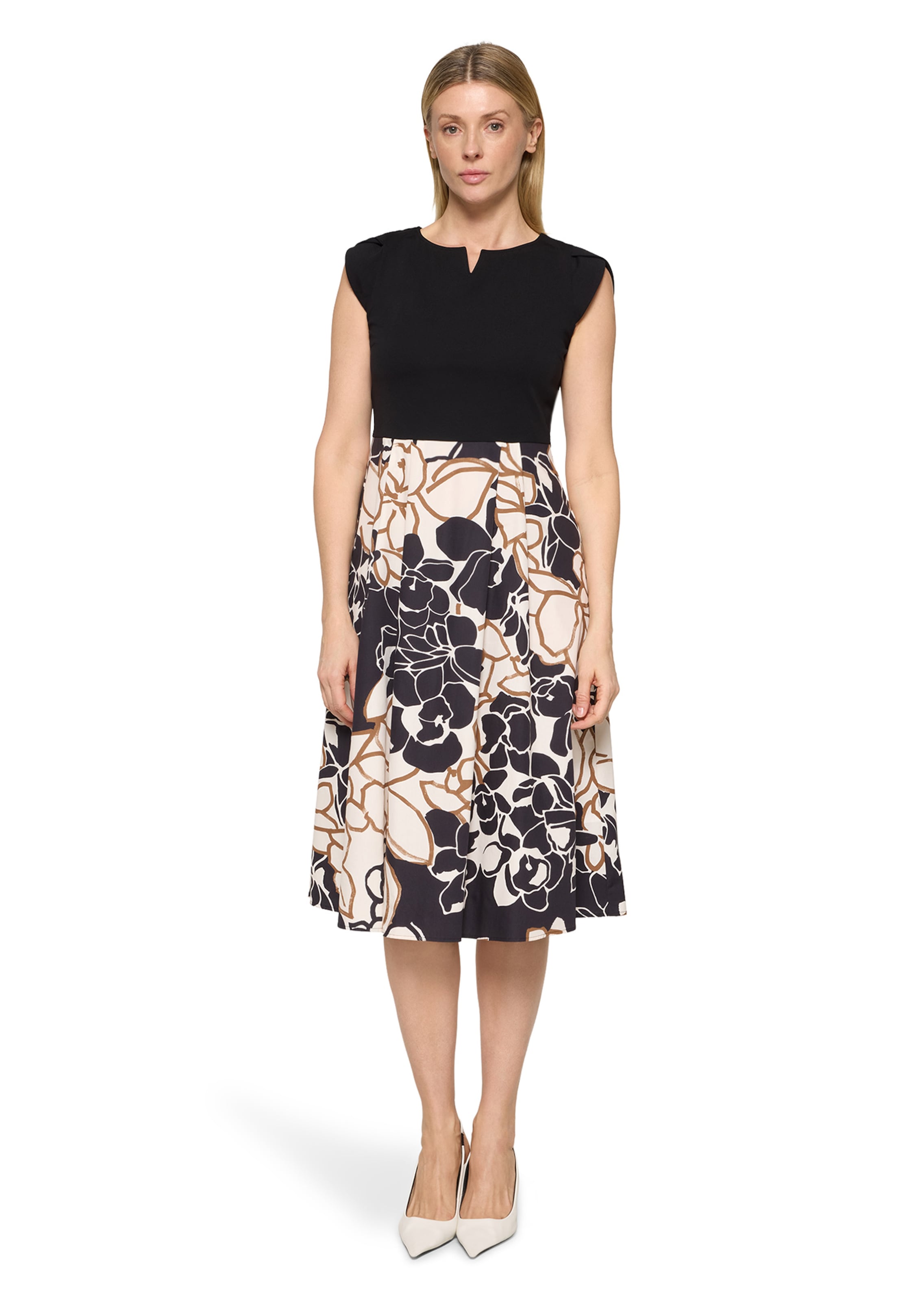 Kleid aus Jersey-Oberteil und Webrock