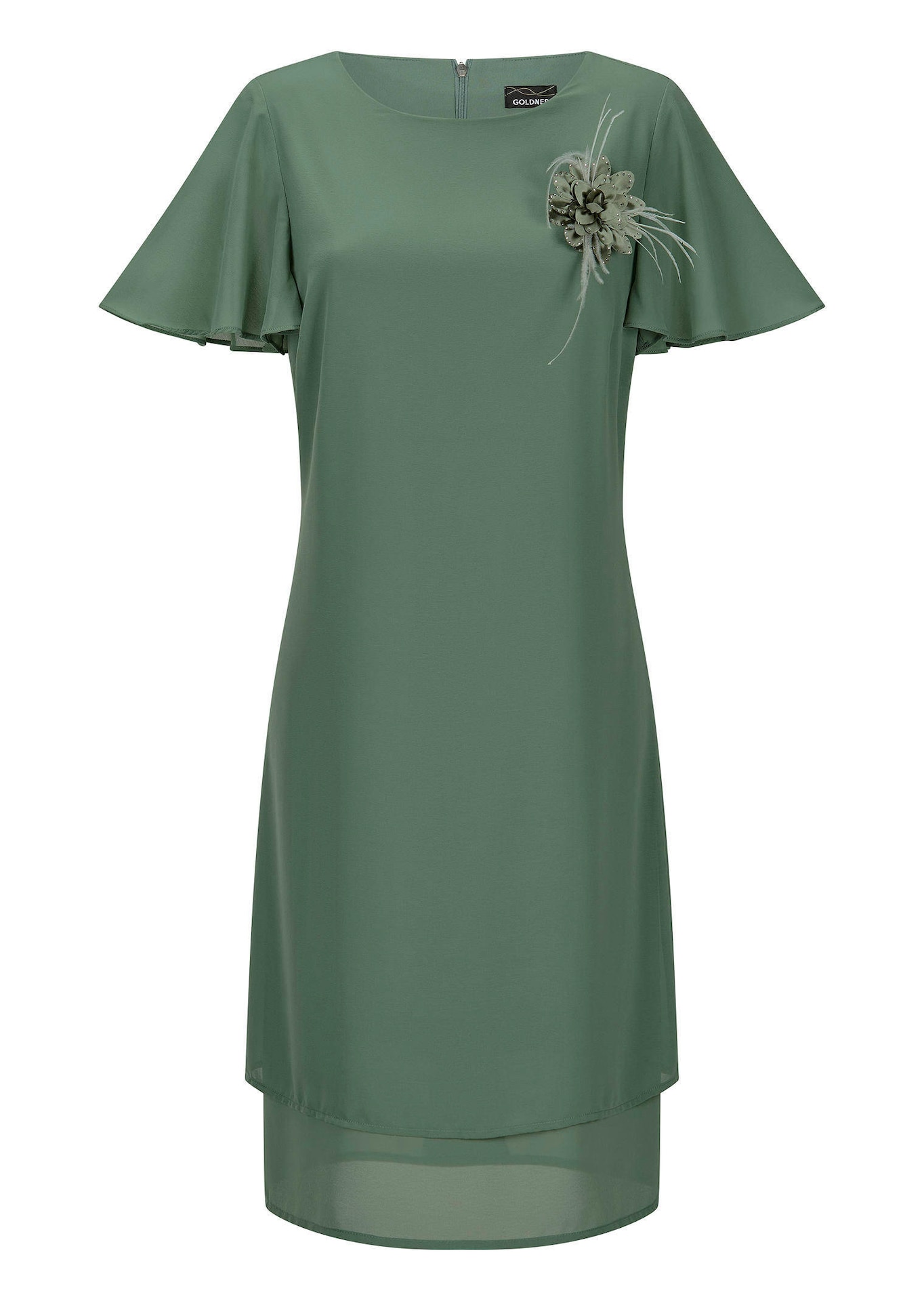 Elegantes Chiffon-Kleid mit Brosche