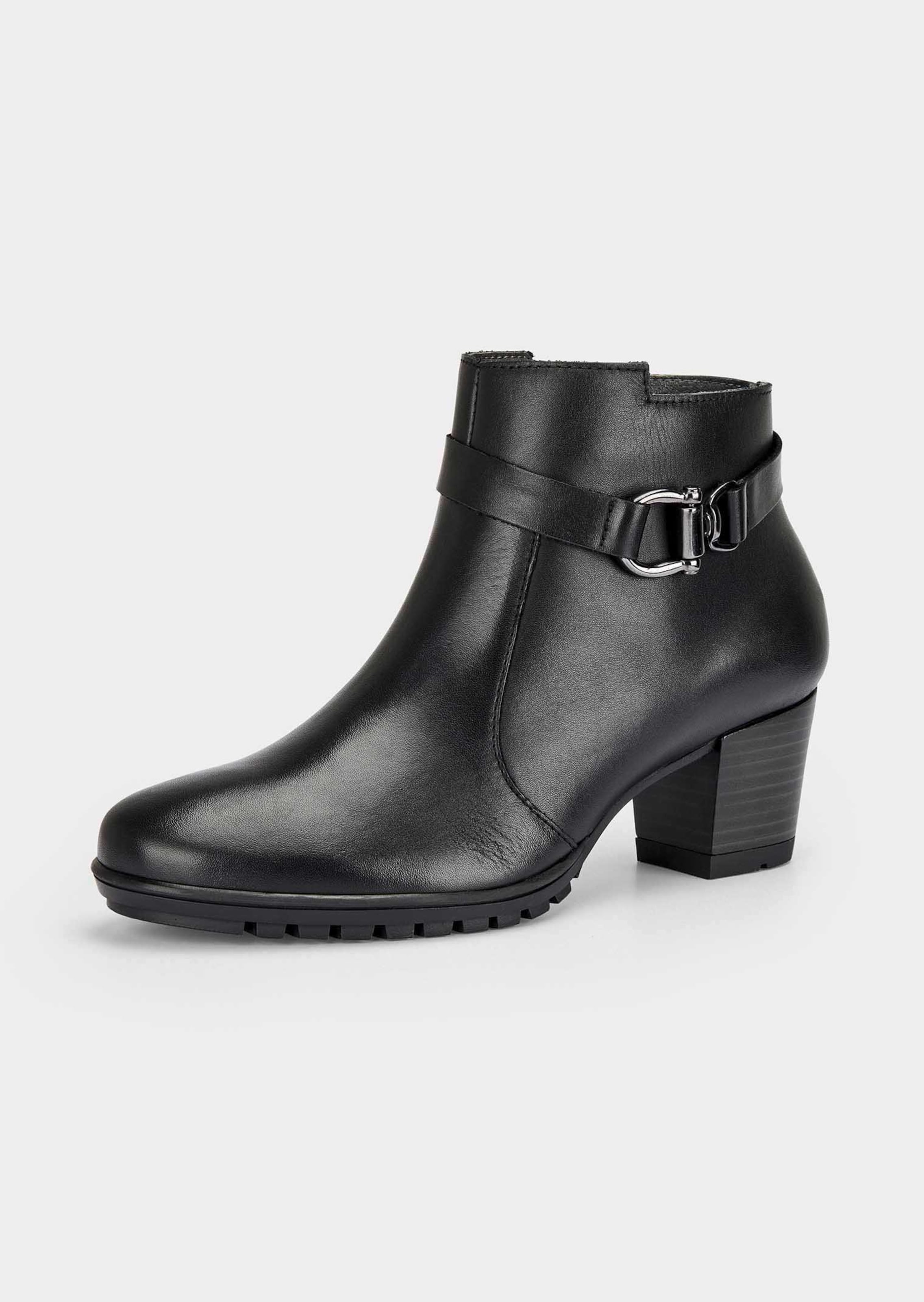 Bottines en cuir lisse avec élément décoratif