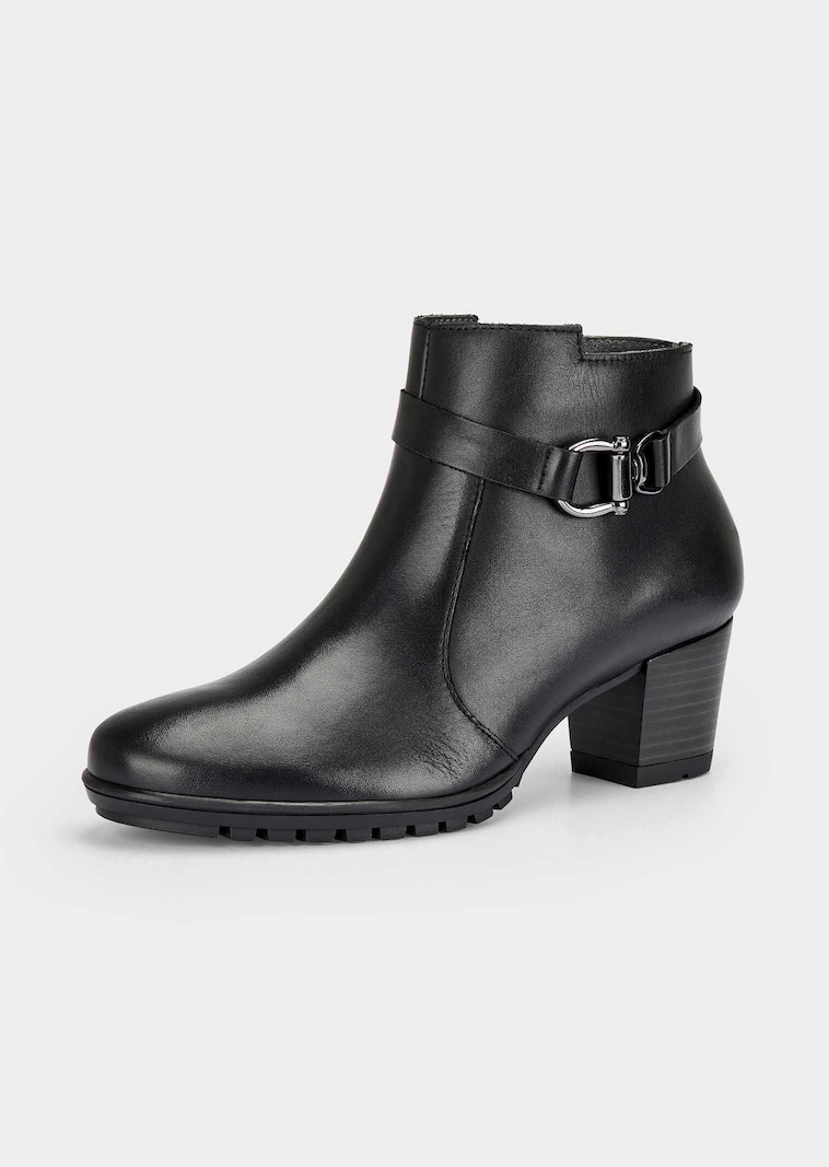Stiefeletten aus Glattleder mit Zierelement