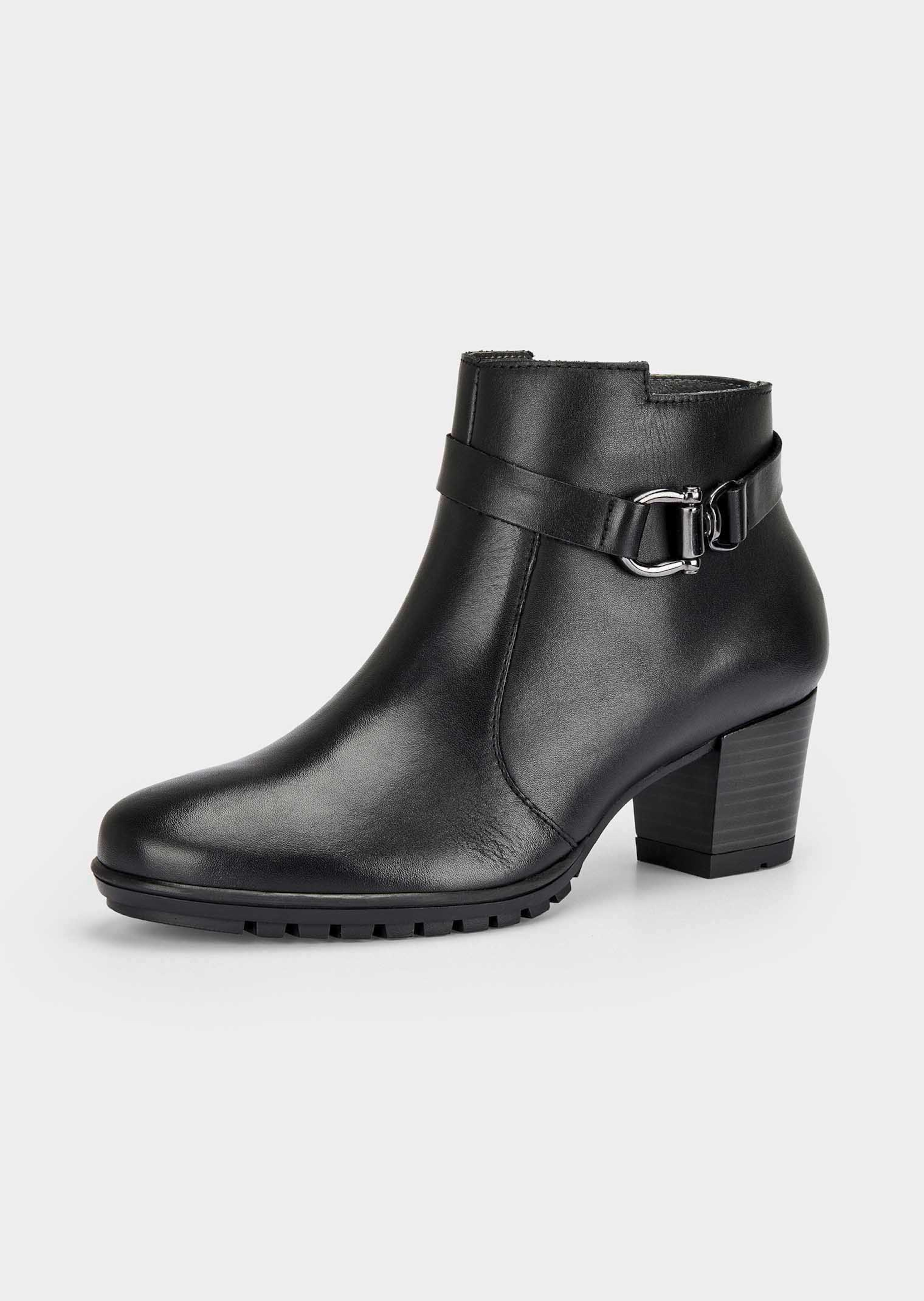 Stiefeletten aus Glattleder mit Zierelement