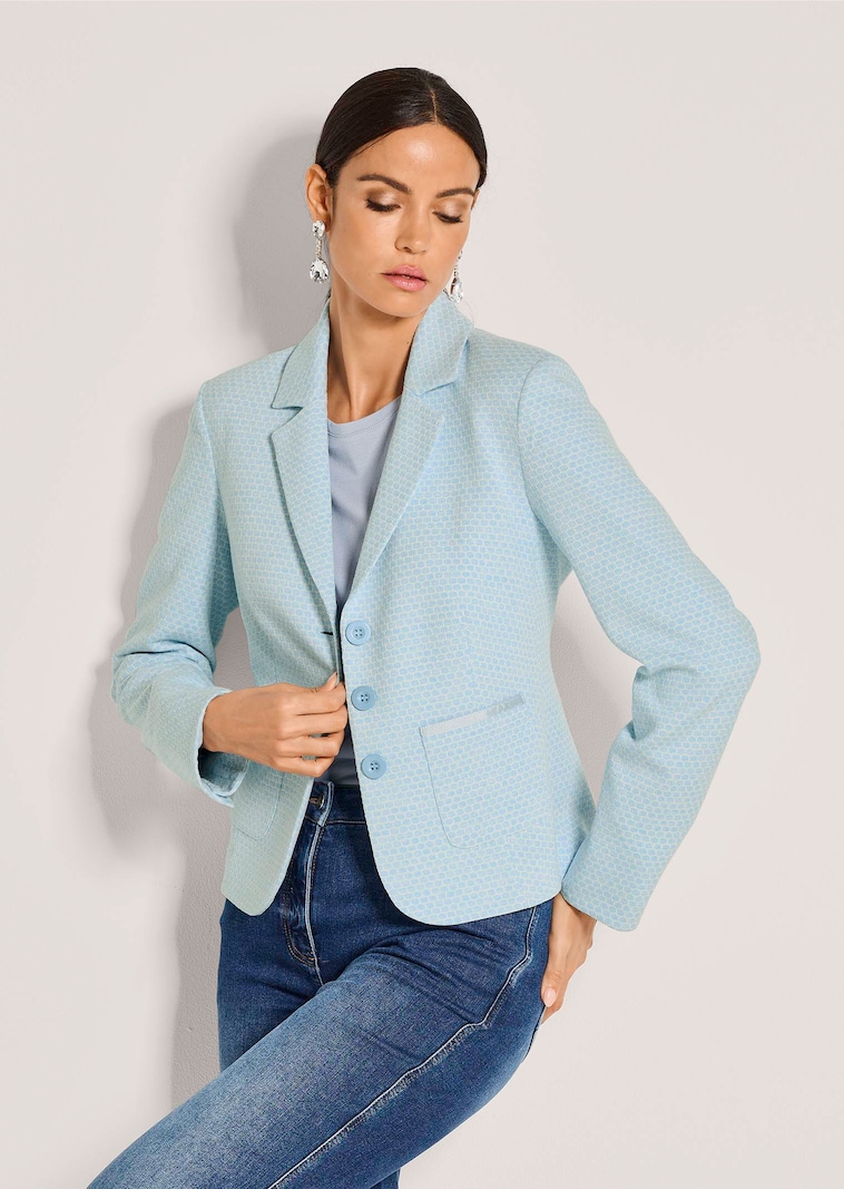 Jersey blazer with a honeycomb pattern