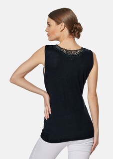 Sleeveless linen top with lace trim thumbnail 4