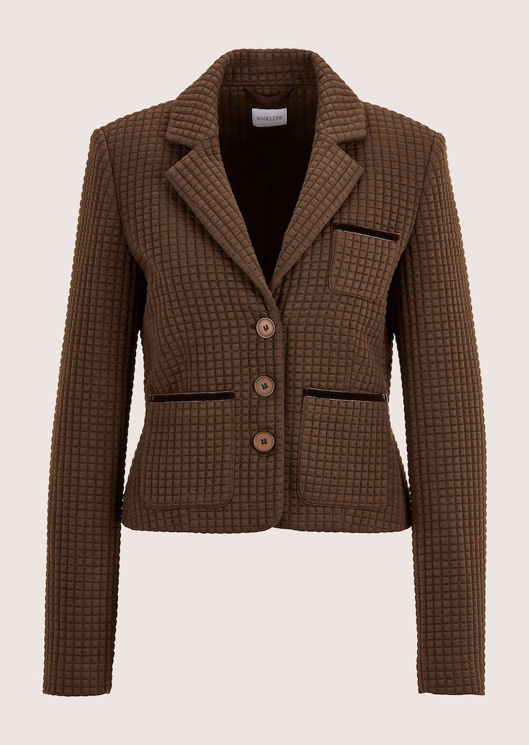 Kurzer Jersey-Blazer mit Waffelstruktur