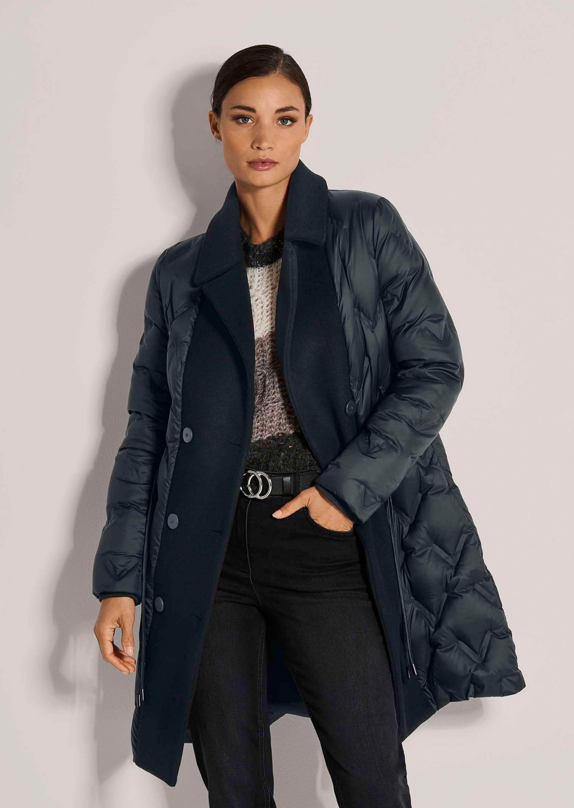 Manteau matelassé rembourré avec revers en laine