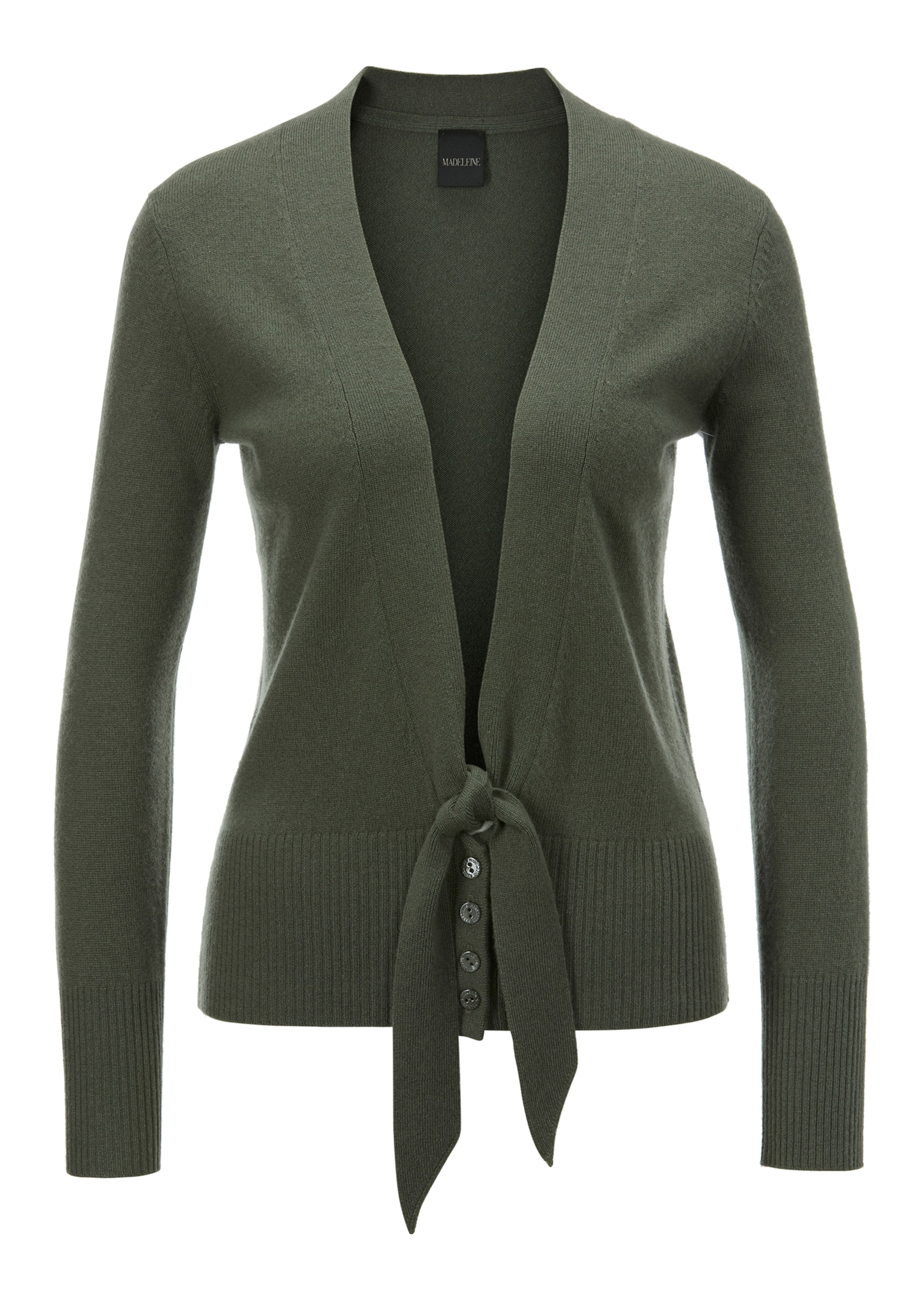 Kaschmir-Strickjacke mit tiefem V-Ausschnitt und Bindeband