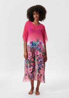 Semitransparenter Kaftan mit floralem Tropenprint thumbnail 2