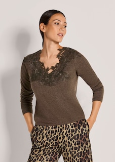 Feinstrickpullover mit Spitzenbesatz thumbnail 2
