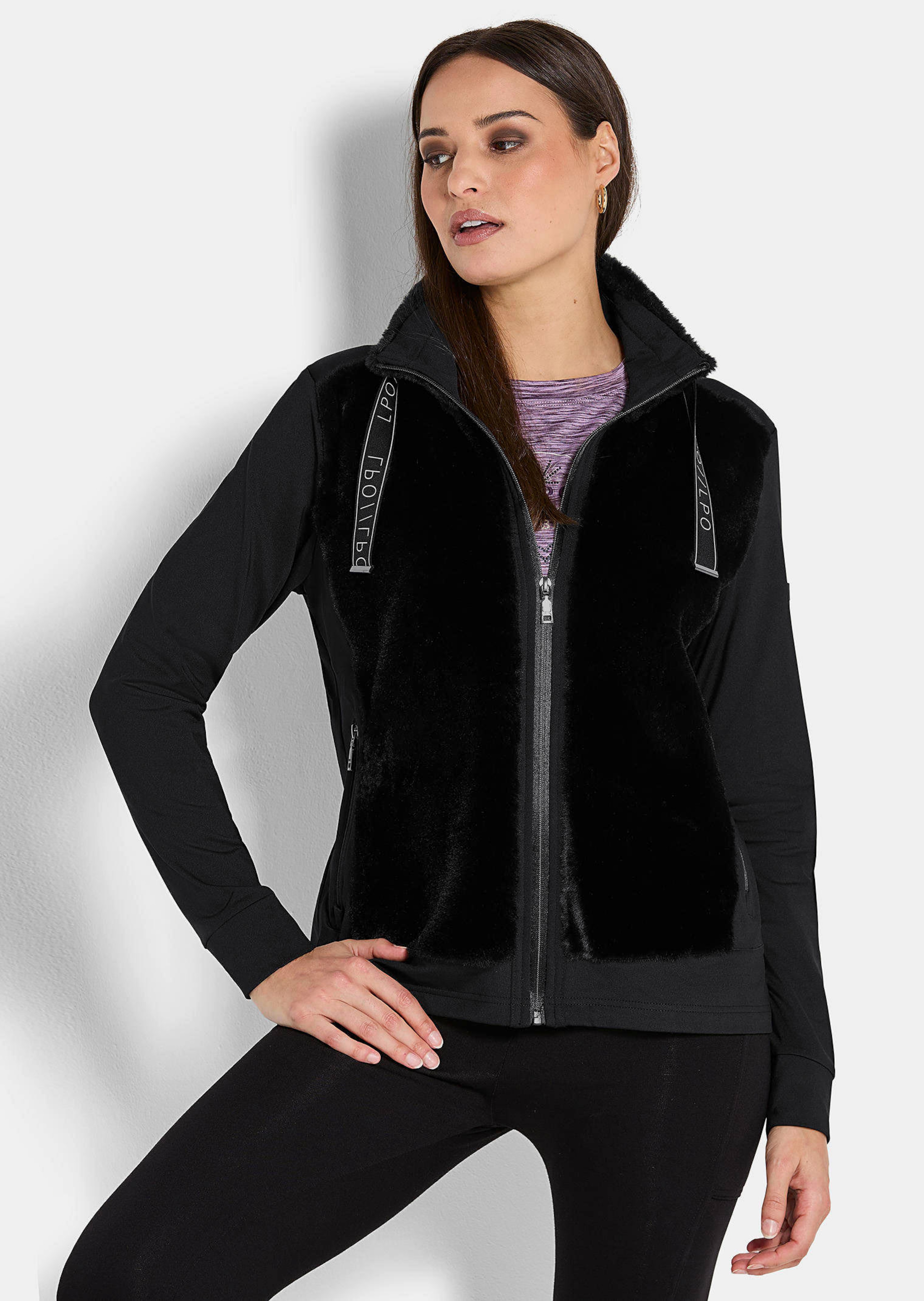 Freizeitjacke mit Fell-Optik und Stehkragen
