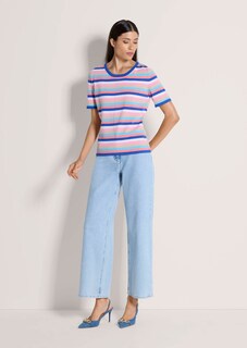 Farbenfroher Kurzarm-Pullover im Ringellook thumbnail 3