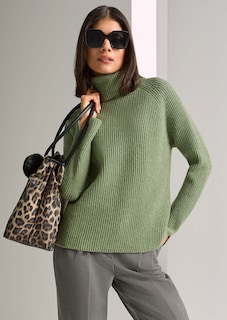 Schimmernder Rollkragen-Pullover mit Raglanärmeln thumbnail 1