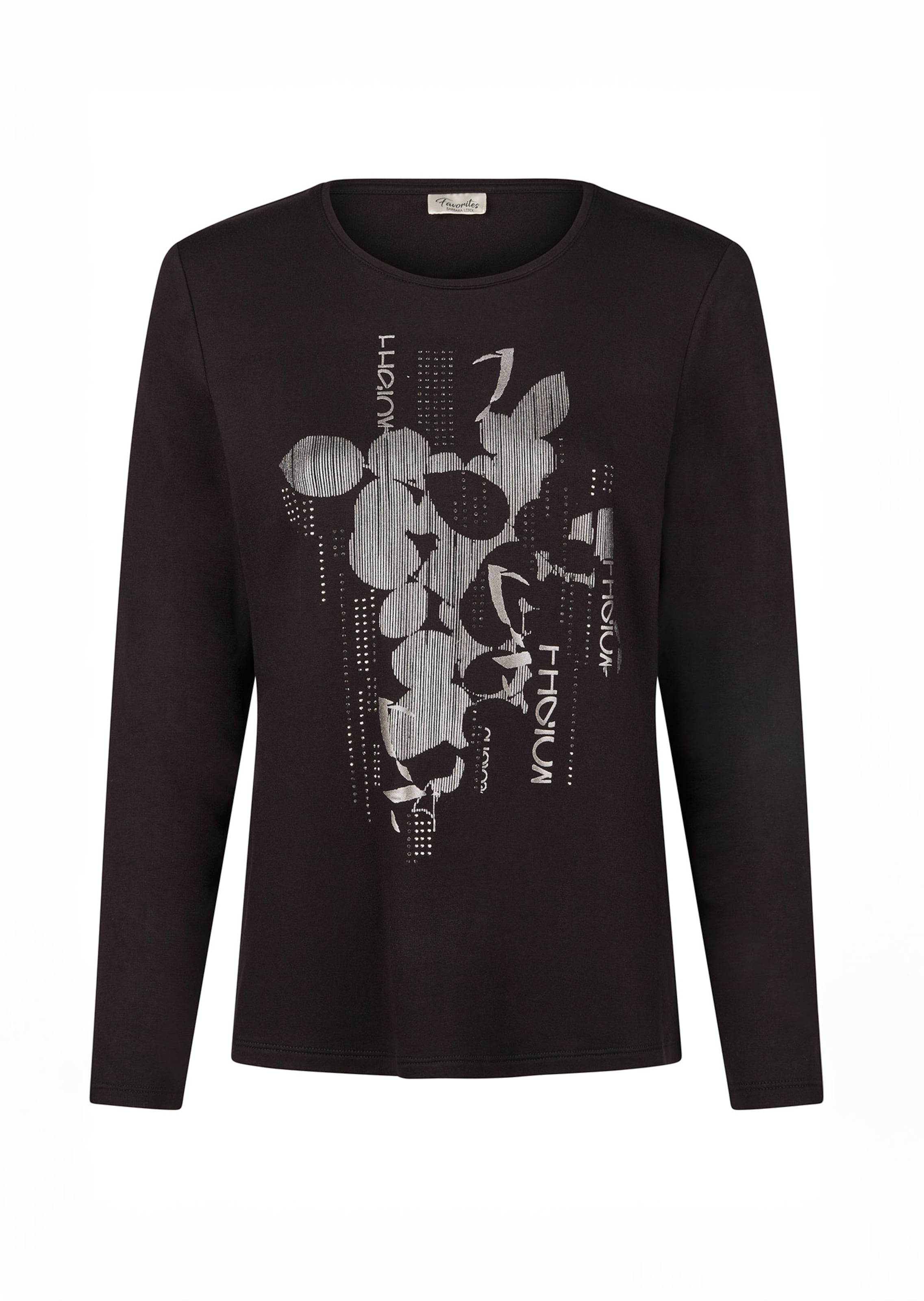Langarmshirt mit silbernem Frontprint