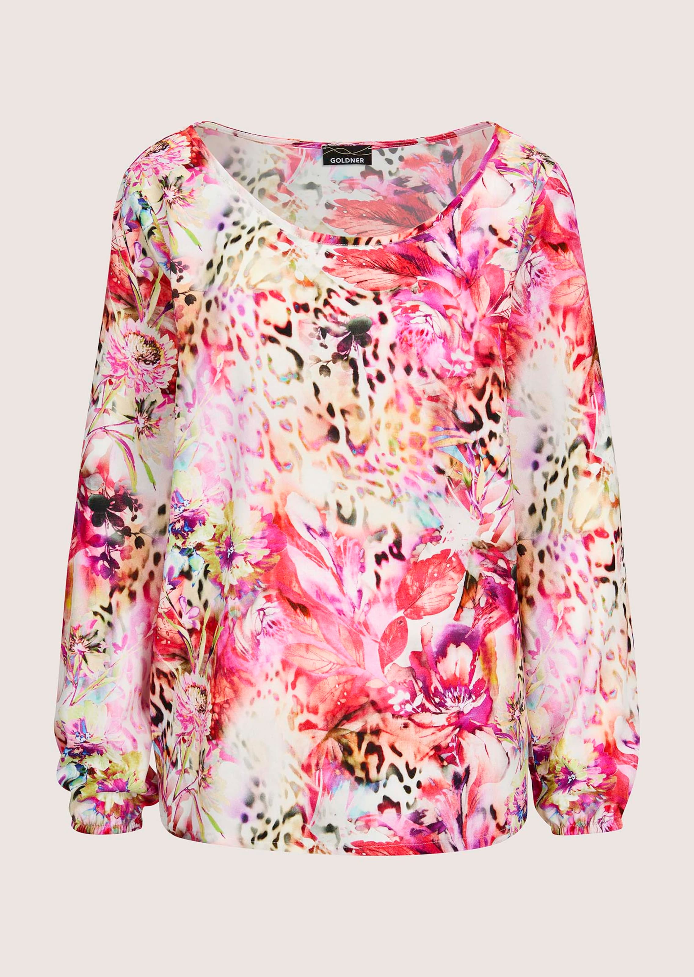 Blouse met bloemen en luipaardprint