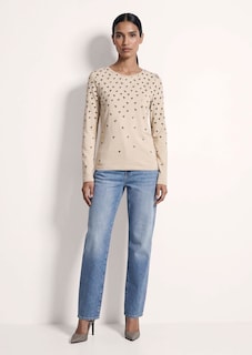 Langarmshirt mit Strass und Hahnentrittmuster thumbnail 3