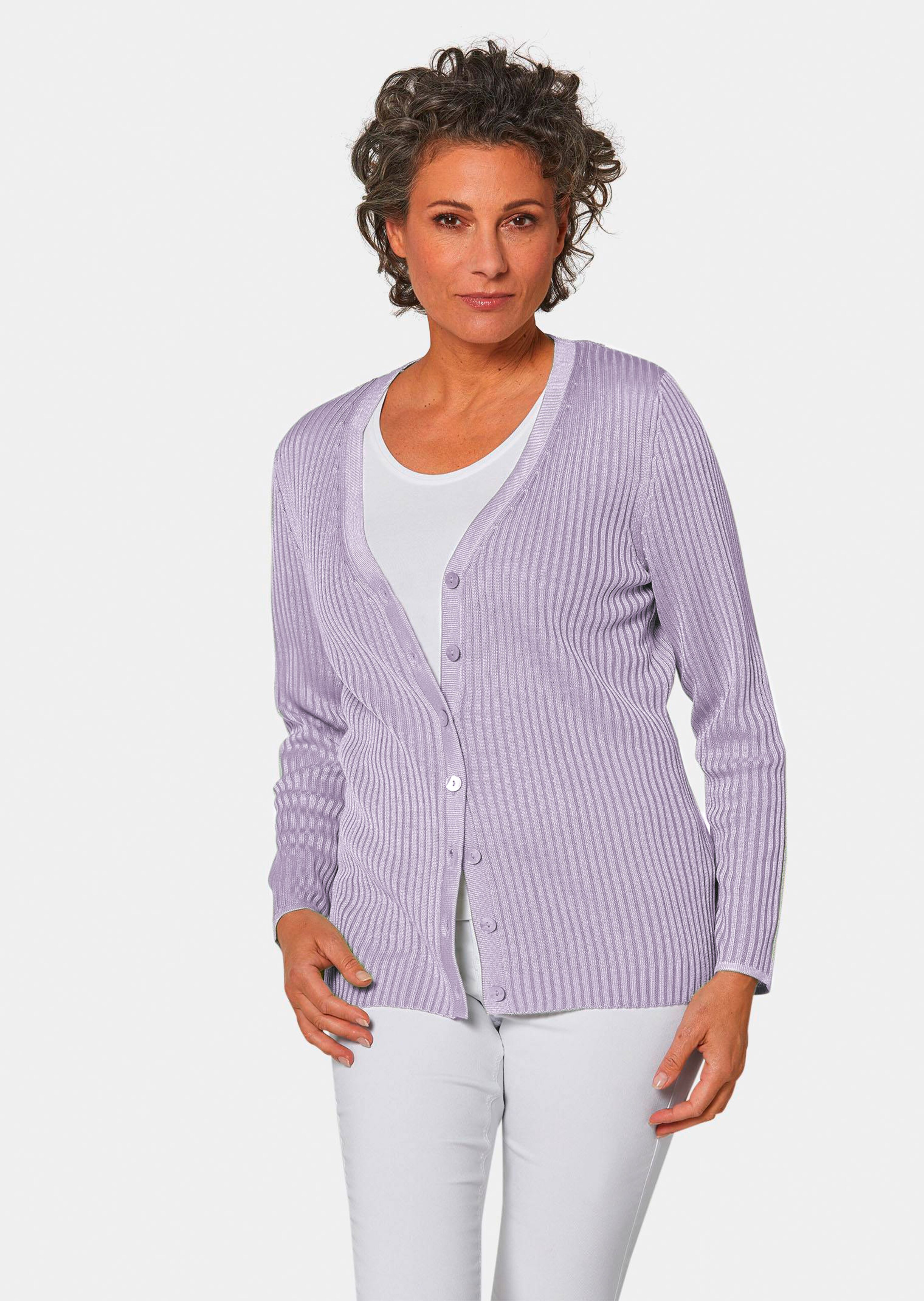 Onderhoudsarm tricot jasje met hoogwaardige ribstructuur