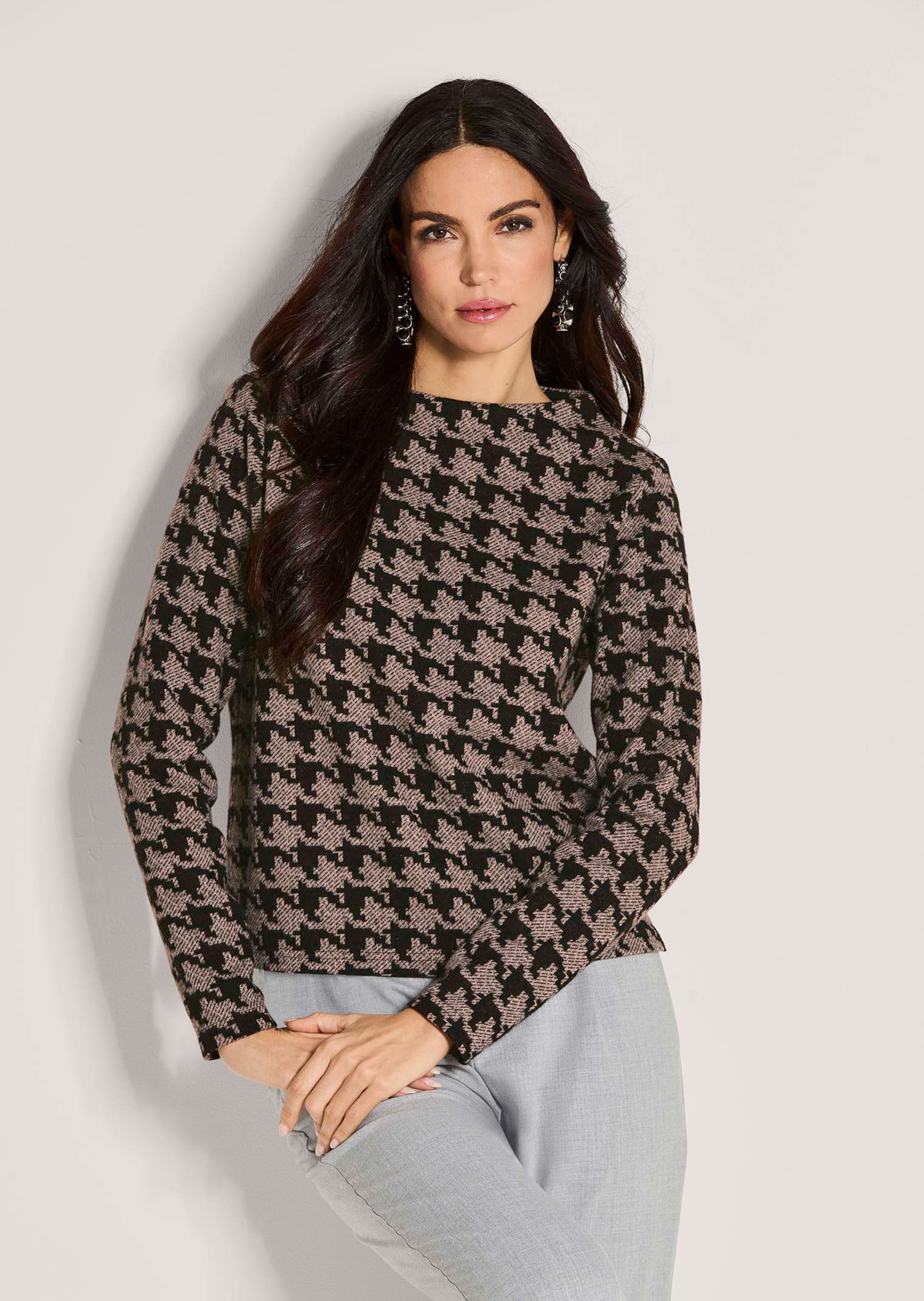 Sweatshirt im Hahnentritt-Design