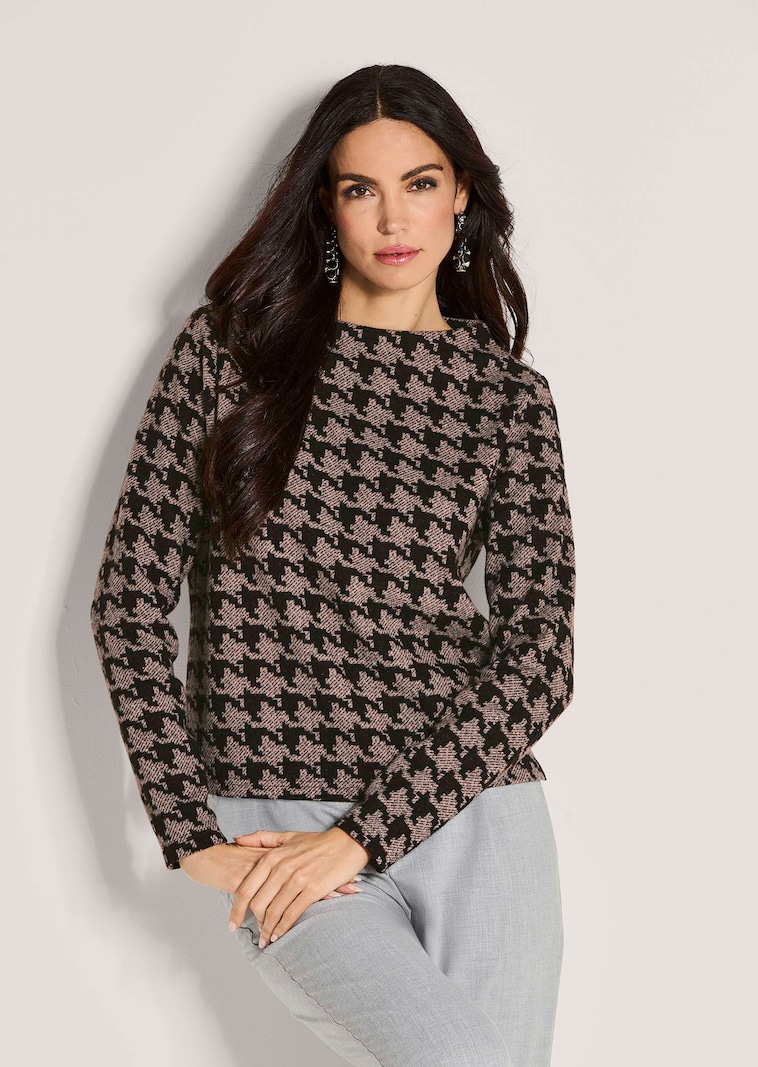 Sweatshirt met pied-de-poule-motief