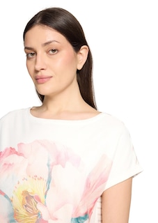 T-shirt en jersey avec empiècement en tissu filet thumbnail 4