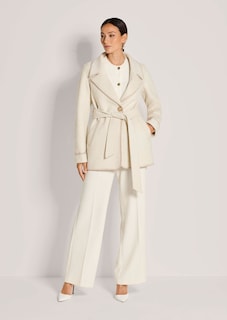 Double-faced coat with tie belt and hand-stitched edge thumbnail 3