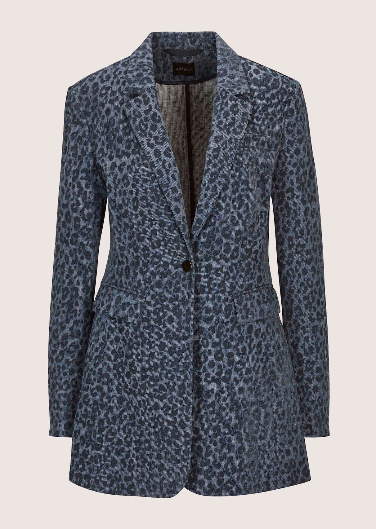Denim-Blazer mit Leopardenmuster