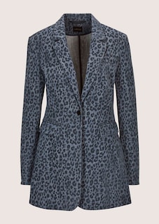 Denim blazer with leopard print thumbnail 7