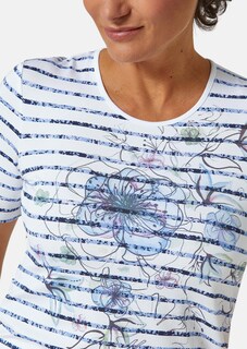 Bequemes Druckshirt in Blumen-Ringeloptik thumbnail 5