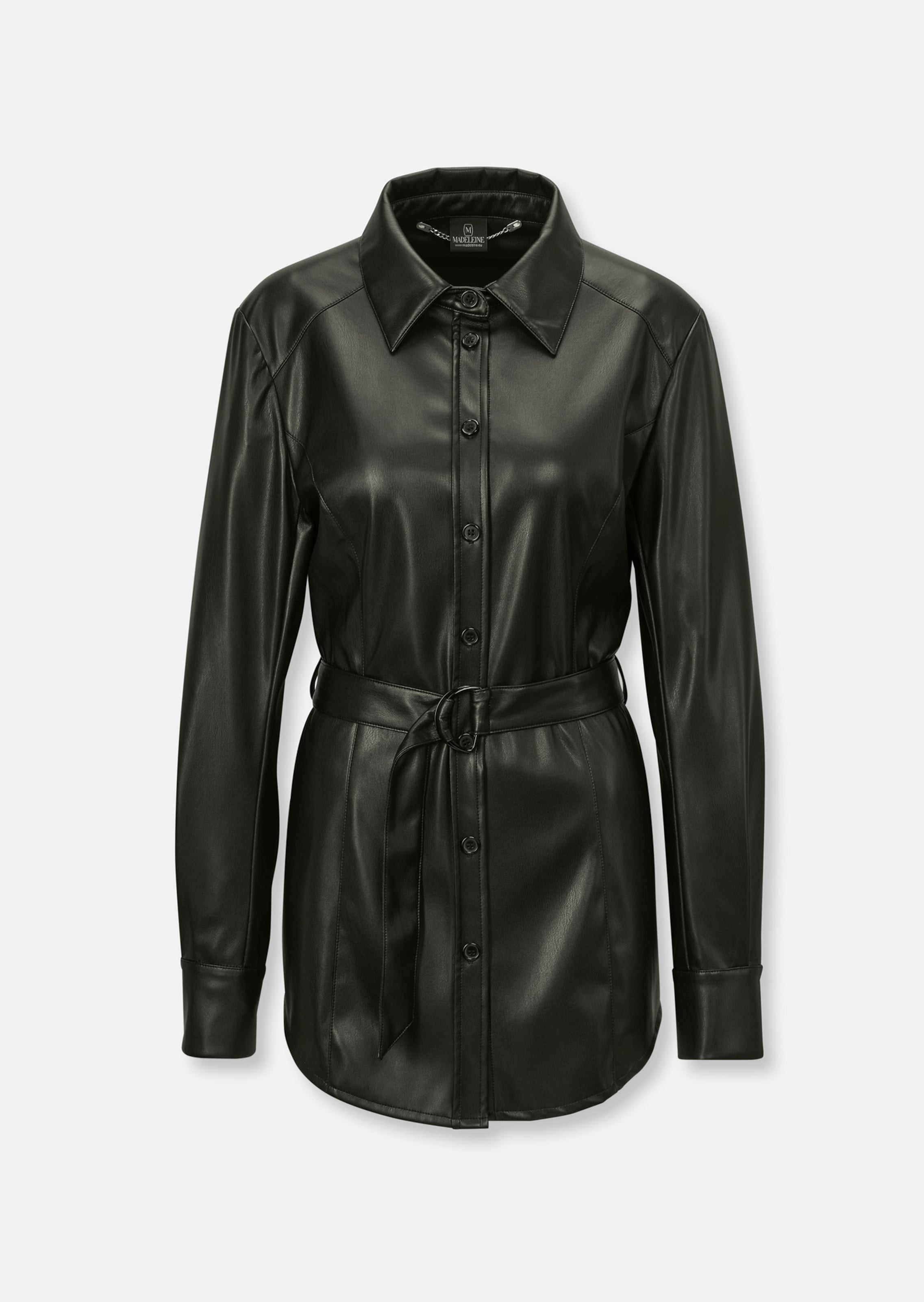 Faux leather shirt jacket in black | MADELEINE Fashion