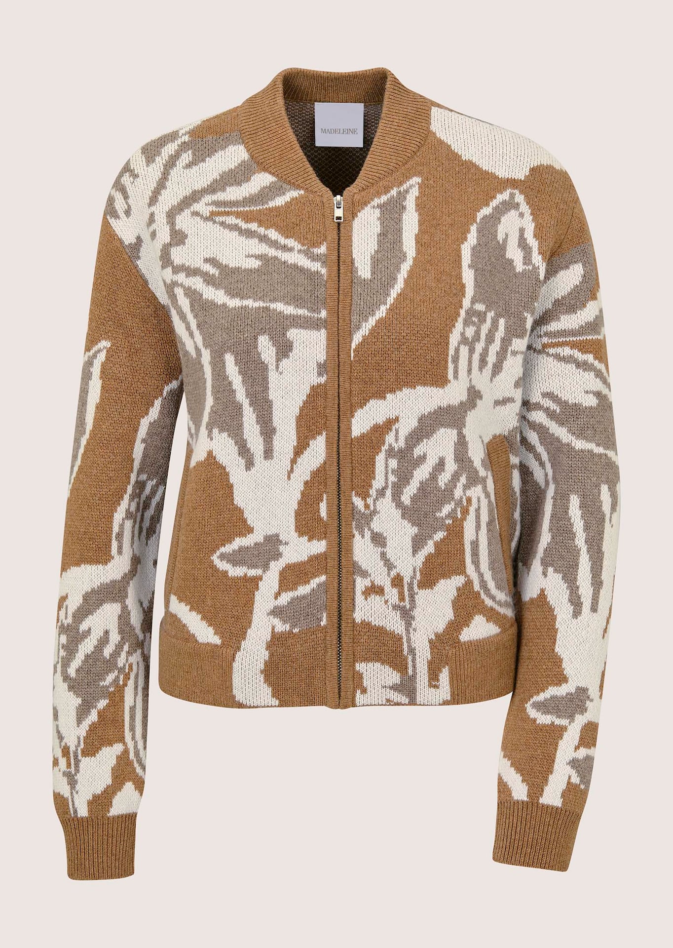 Blouson en tricot à motif floral jacquard