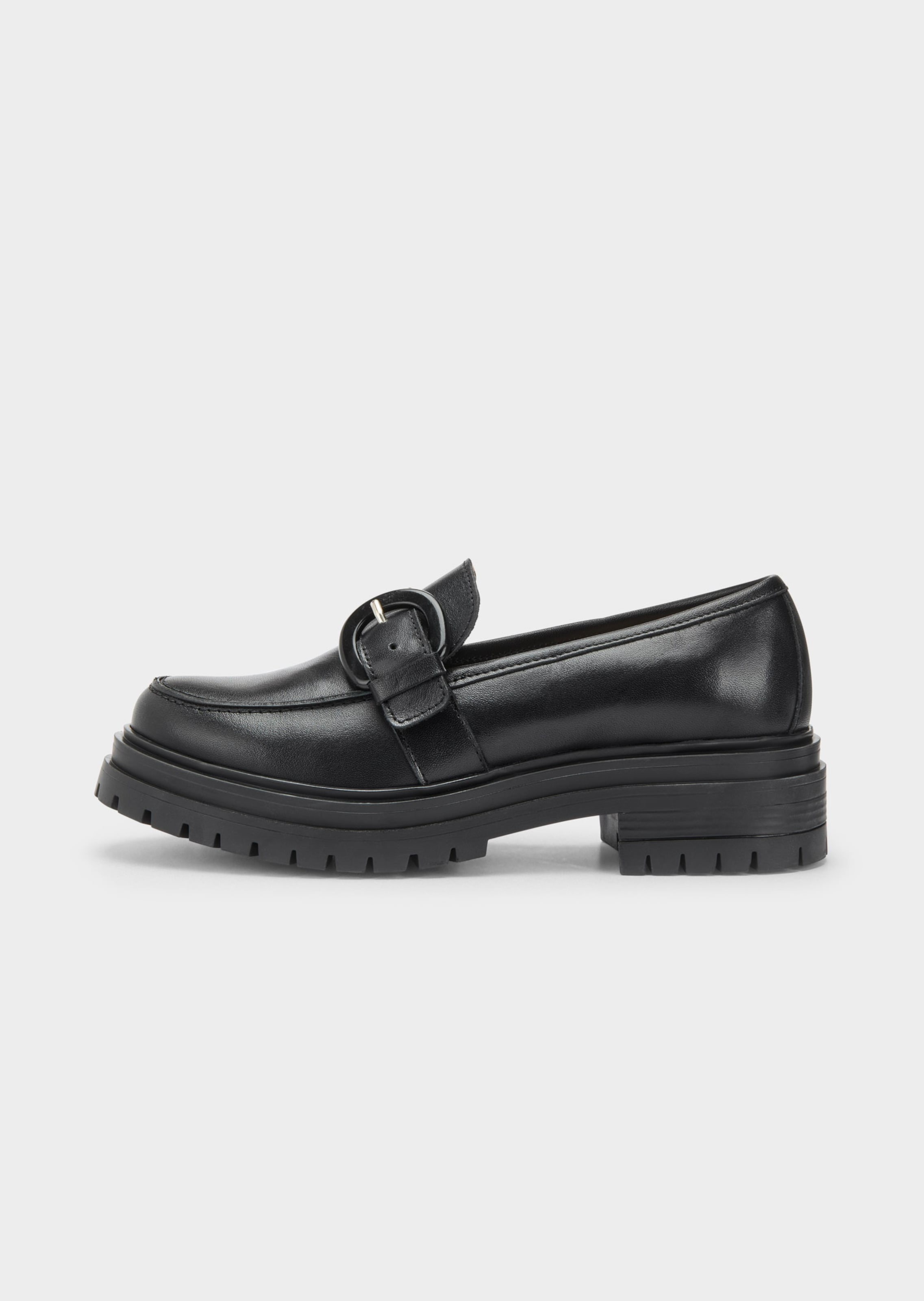 Leder-Slipper mit Zierschnalle