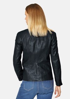 Veste en cuir nappa avec parties structurées thumbnail 4