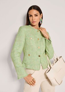 Tweed blazer with fringed edges and subtle shimmer thumbnail 5