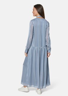 Fein bedrucktes Kleid mit Schal und weitem Rock thumbnail 4
