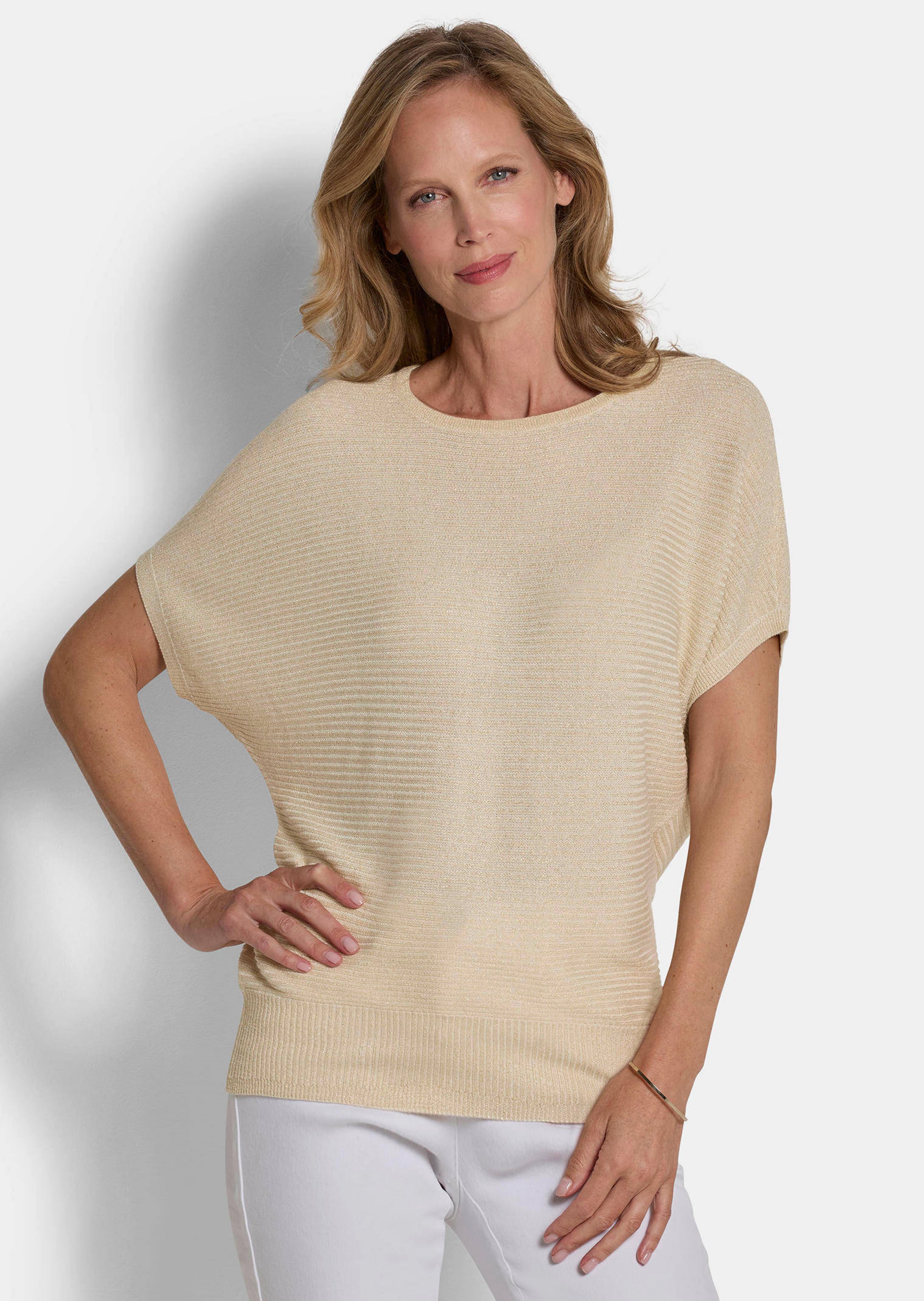 Chique tricot pullover met glansgaren