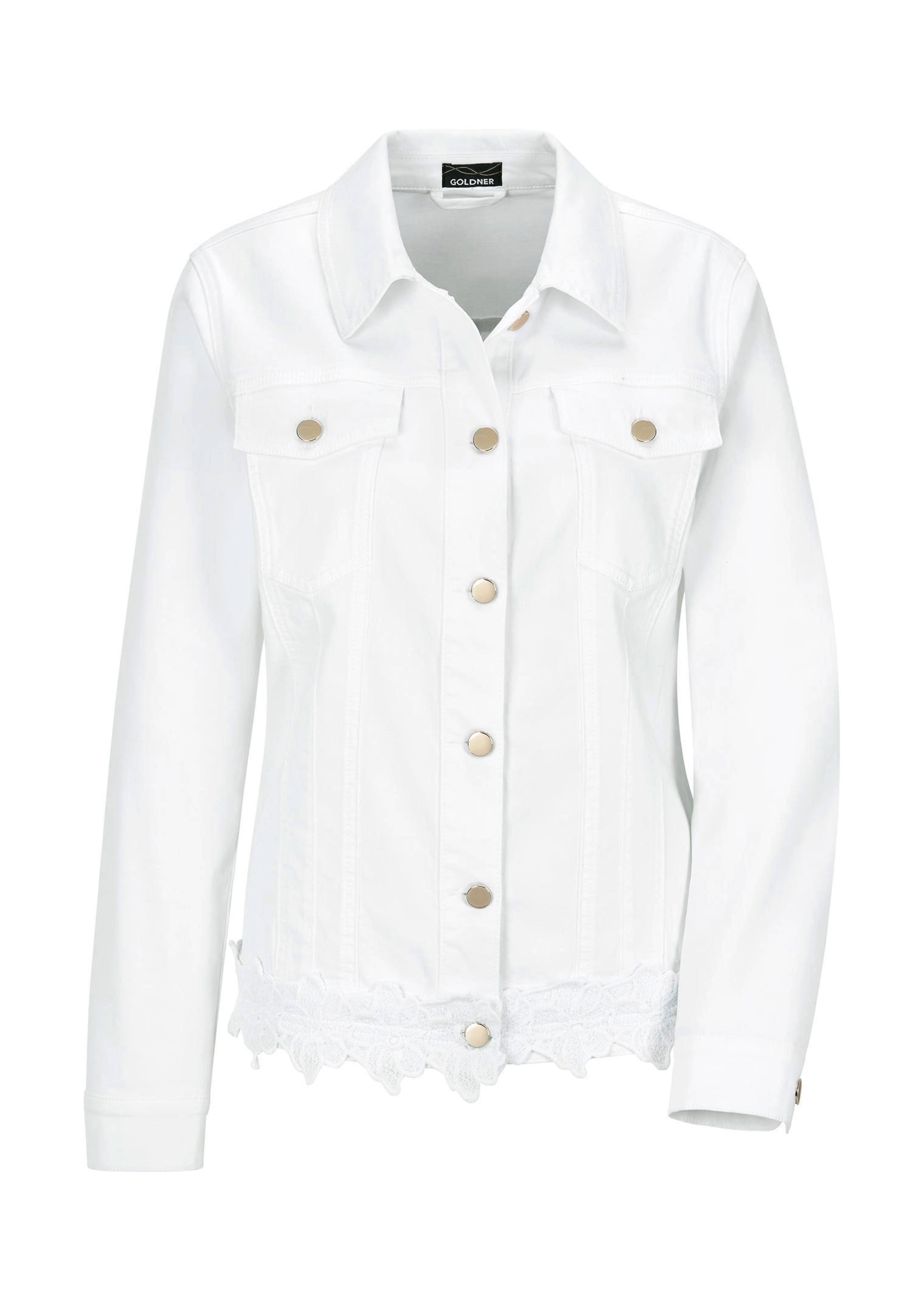 Jeansjacke mit Blumenborte