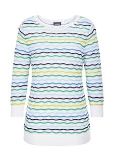 Onderhoudsarme tricot pullover met golfpatroon thumbnail 6
