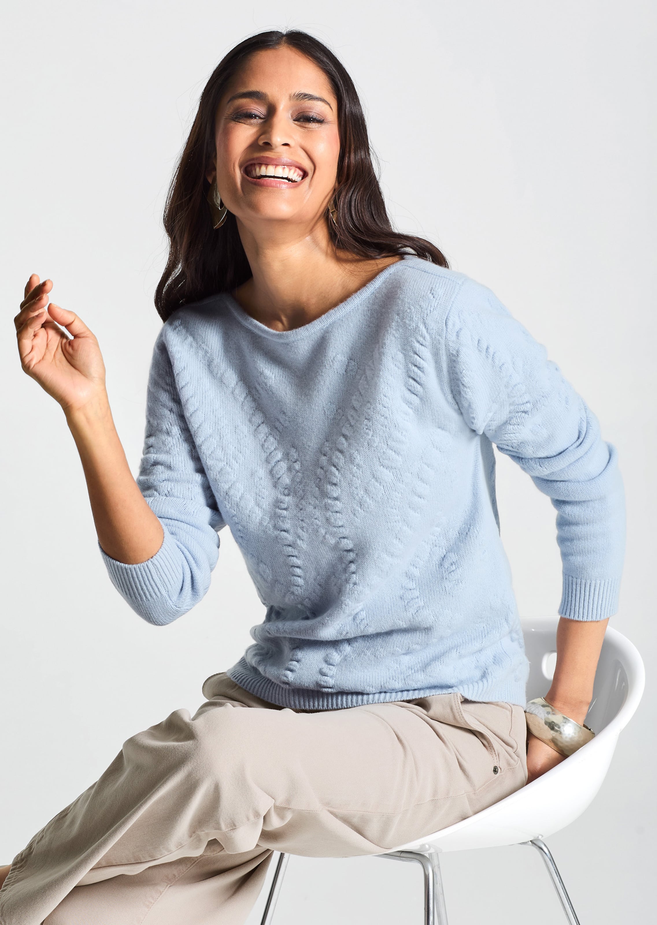 Pull en cachemire et maille structurée
