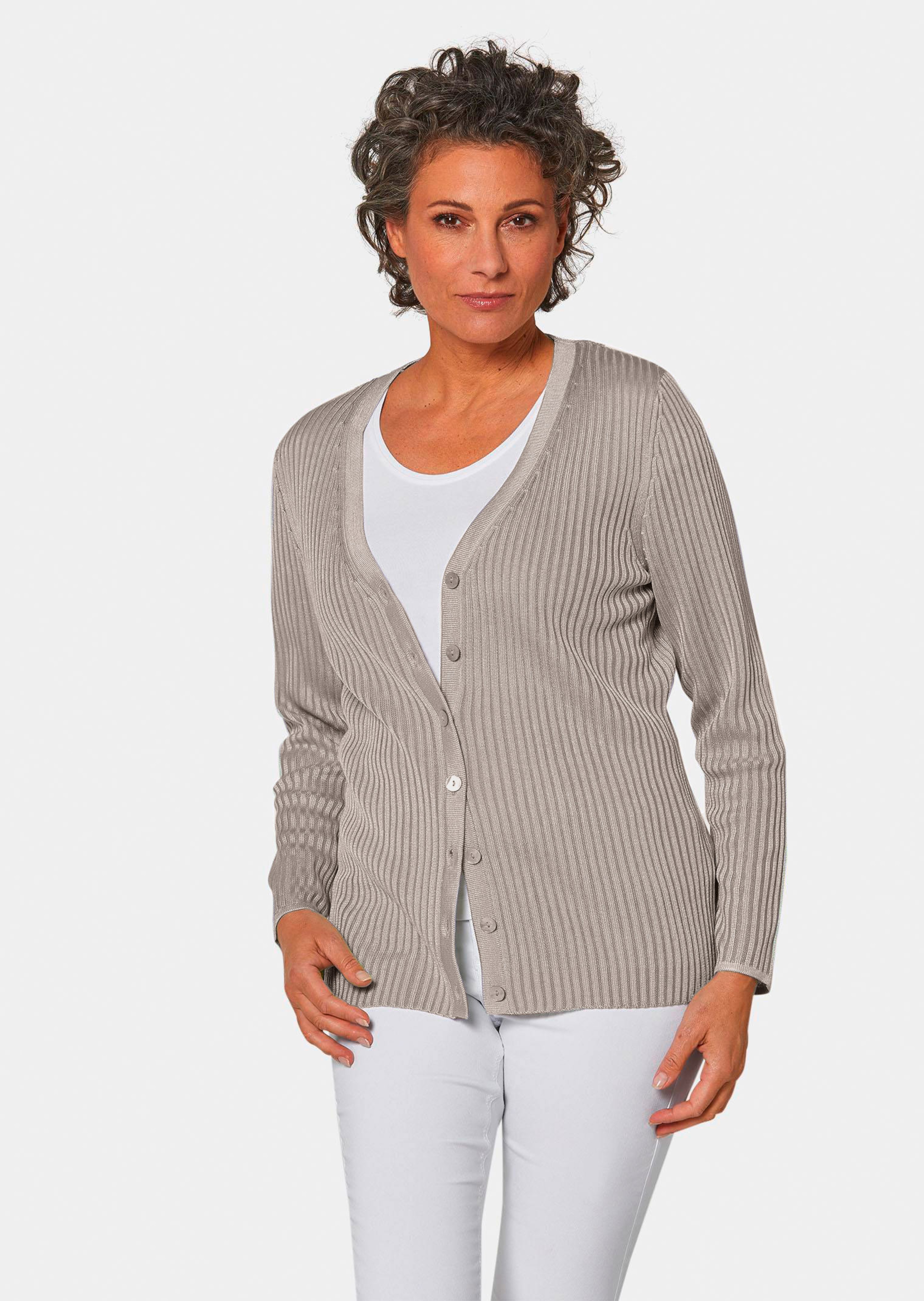 Onderhoudsarm tricot jasje met hoogwaardige ribstructuur