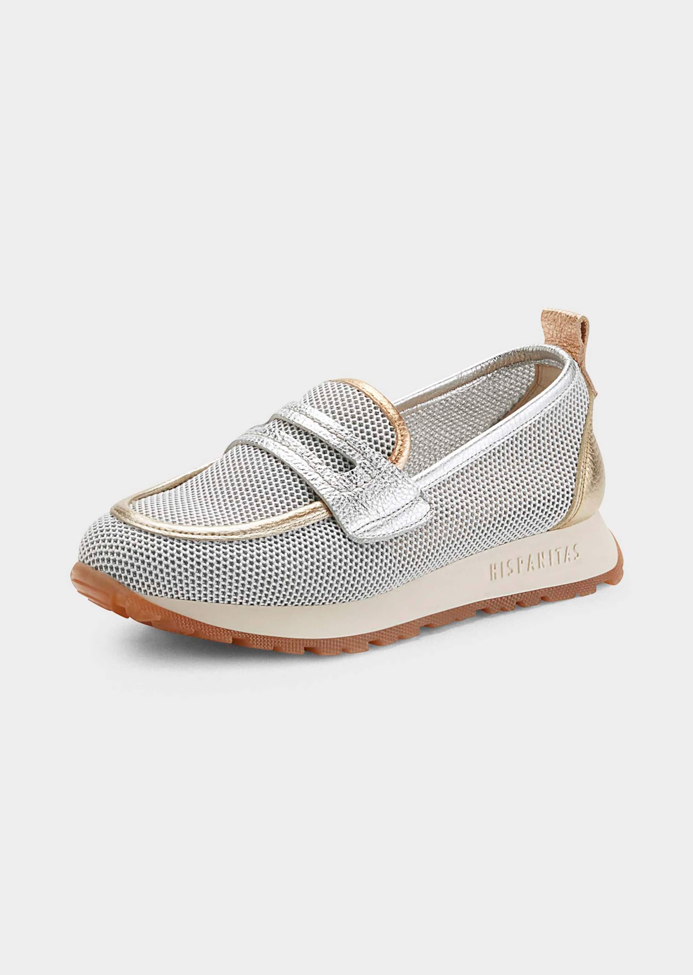 Slipper mit Metallic-Leder und atmungsaktivem Mesh