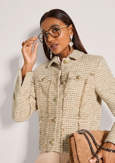 Fransige Tweedjacke mit Glanzgarn und Pailletten thumbnail 5