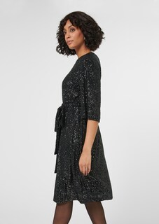 Ausgestelltes Paillettenkleid mit Gürtel thumbnail 5