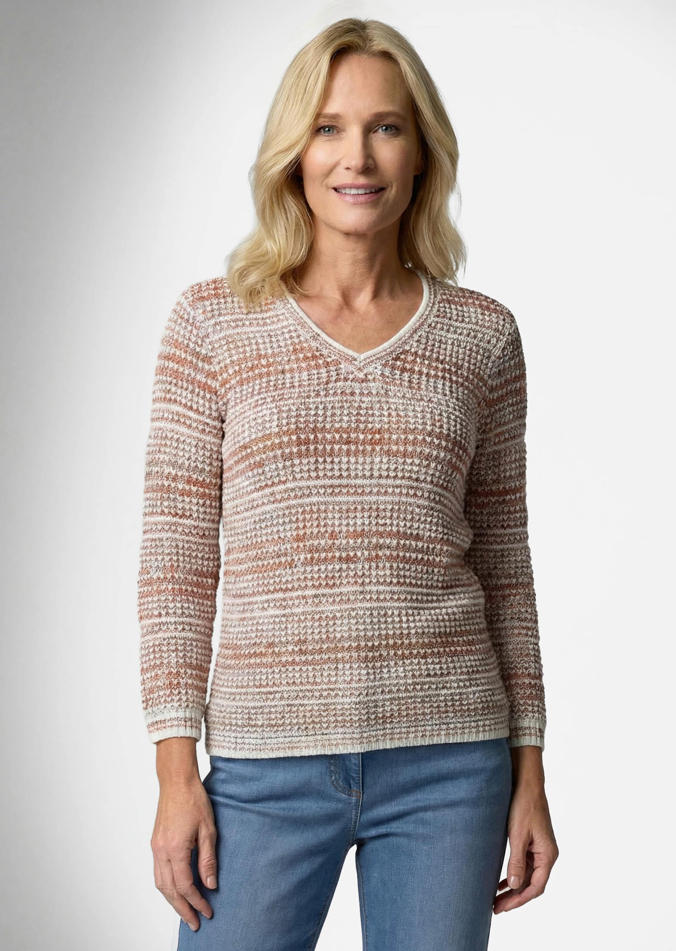 Pullover van structuurtricot met een V-hals