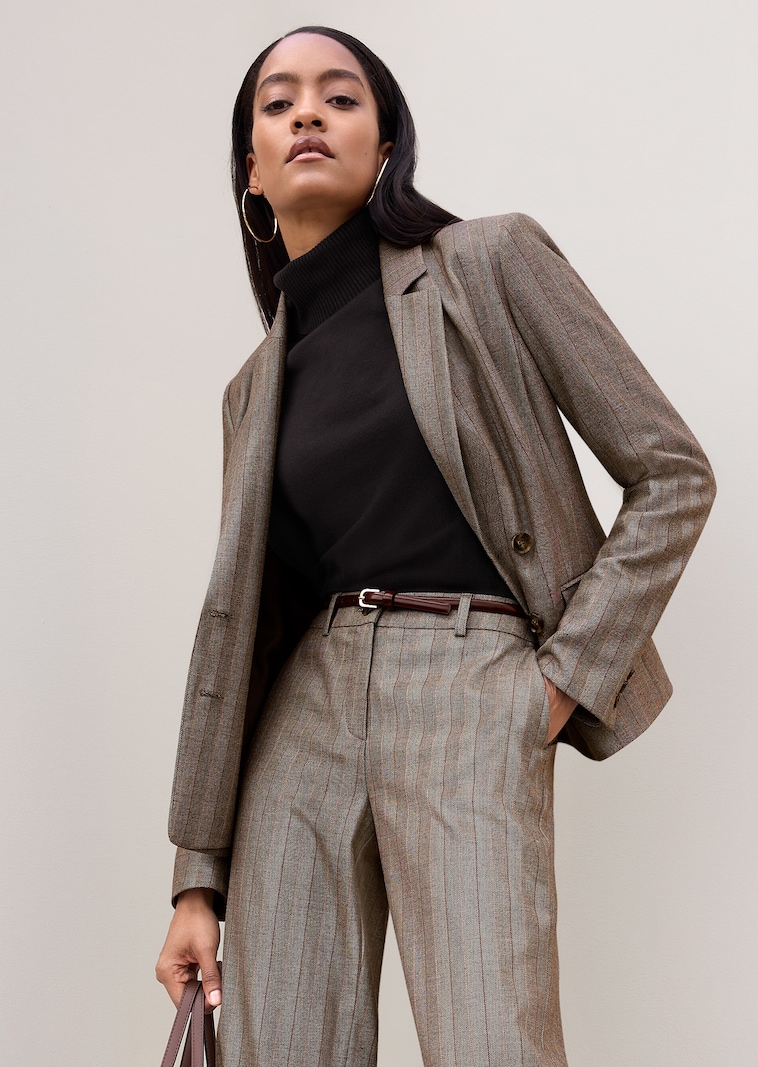 Double-breasted blazer with subtle stripes