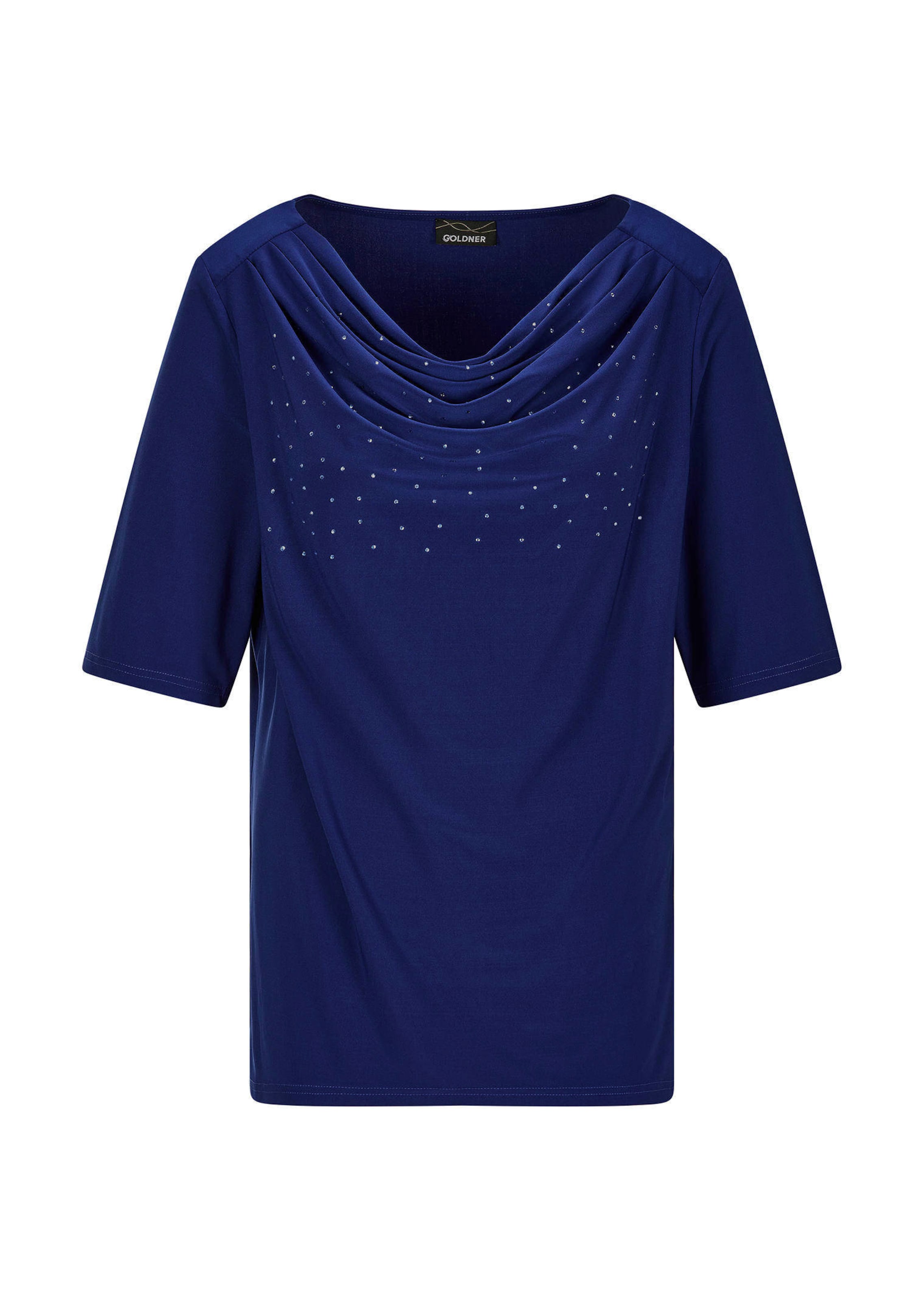 Shirt met watervalhals en glittersteentjes