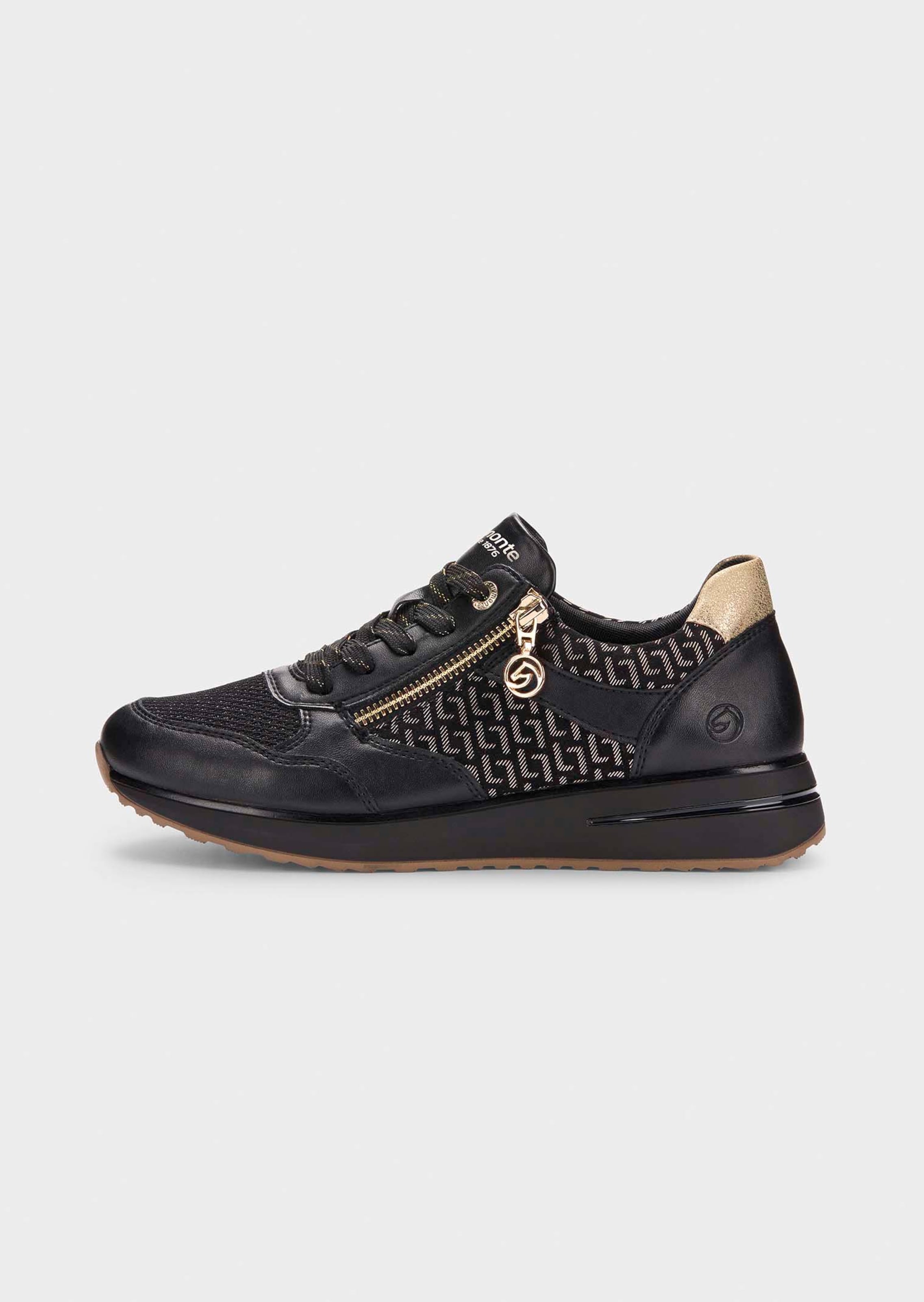 Sneaker mit goldfarbenem Reißverschluss