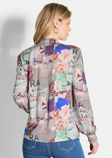 Bluse mit Stehkragen aus Viskose-Satin thumbnail 3
